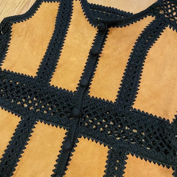 Vintage Prêt-à-Porté Paris Genuine Suede Wool Knit Vest - M - Picture 6 of 10